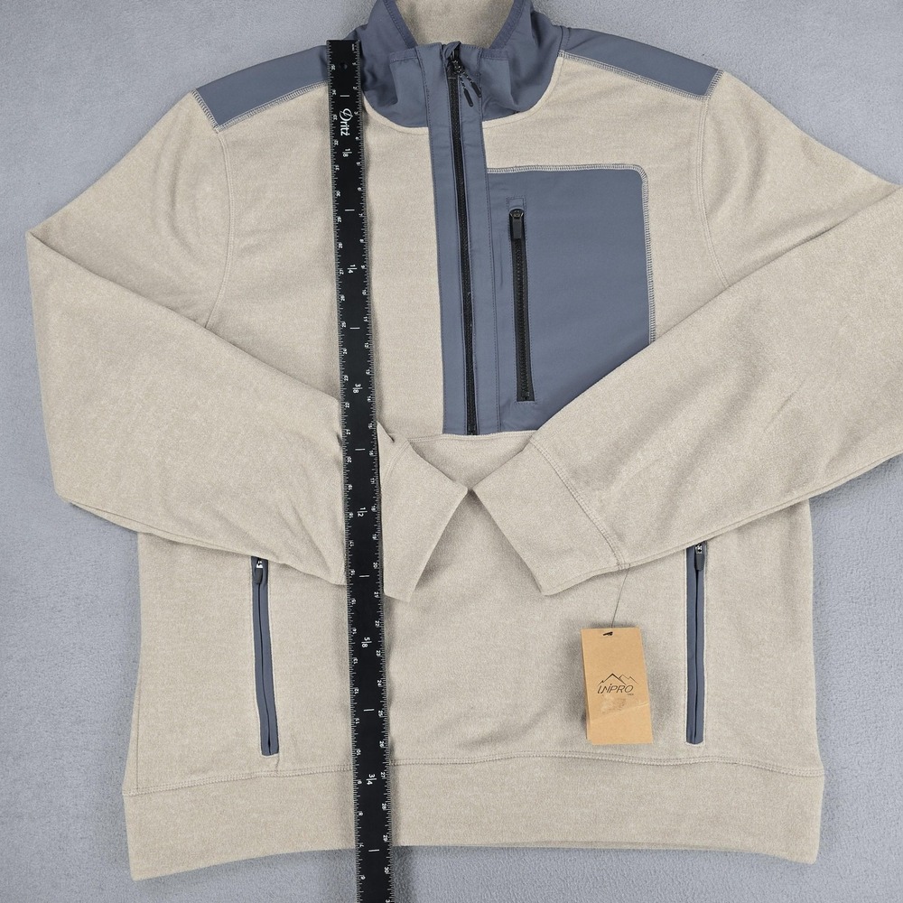 Unipro Trek Sweater Mens XL Grey Mauve Heather Half Zip QwickDry Pullover - Picture 8 of 13